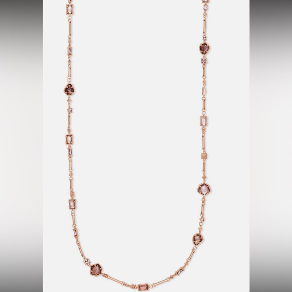 Kendra Scott Rose Gold Yazmin 38” Gemstone Gorgeous Necklace with Shapes‎